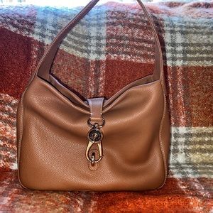 Dooney & Bourke Tan Leather Shoulder Bag with logo lock